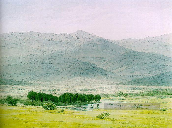 Paysage dans le Riesengebirge romantique paysage Rivière Caspar David Friedrich Peintures à l'huile
